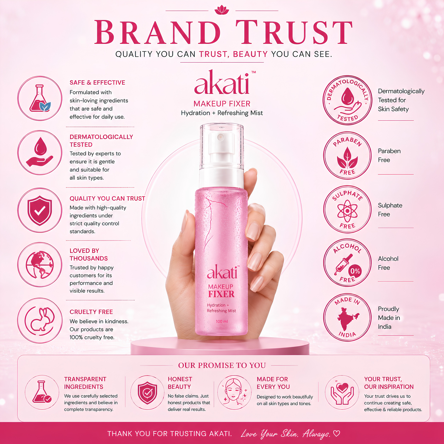 AKATI Hydrating Makeup Fixer Spray | Long Lasting Makeup Setting Spray