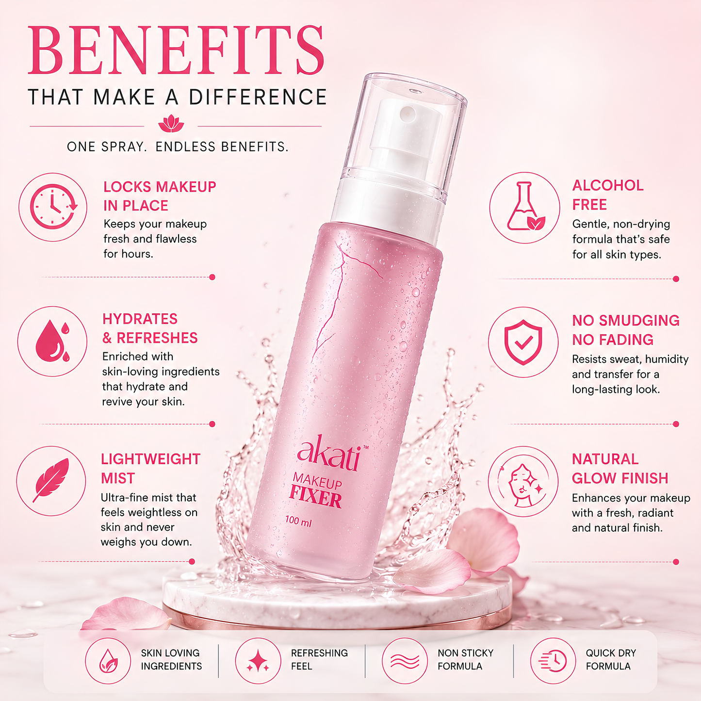 AKATI Hydrating Makeup Fixer Spray | Long Lasting Makeup Setting Spray