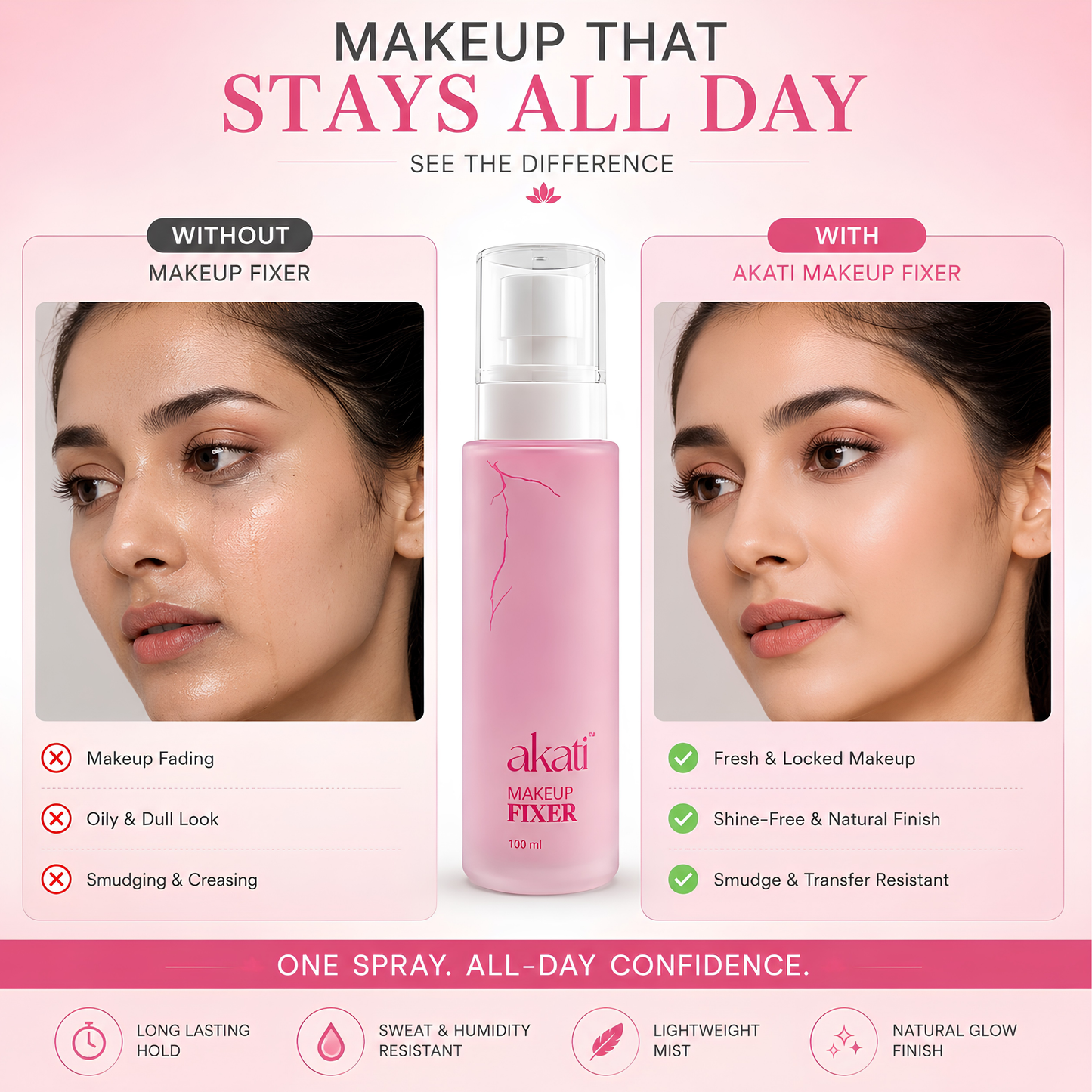 AKATI Hydrating Makeup Fixer Spray | Long Lasting Makeup Setting Spray