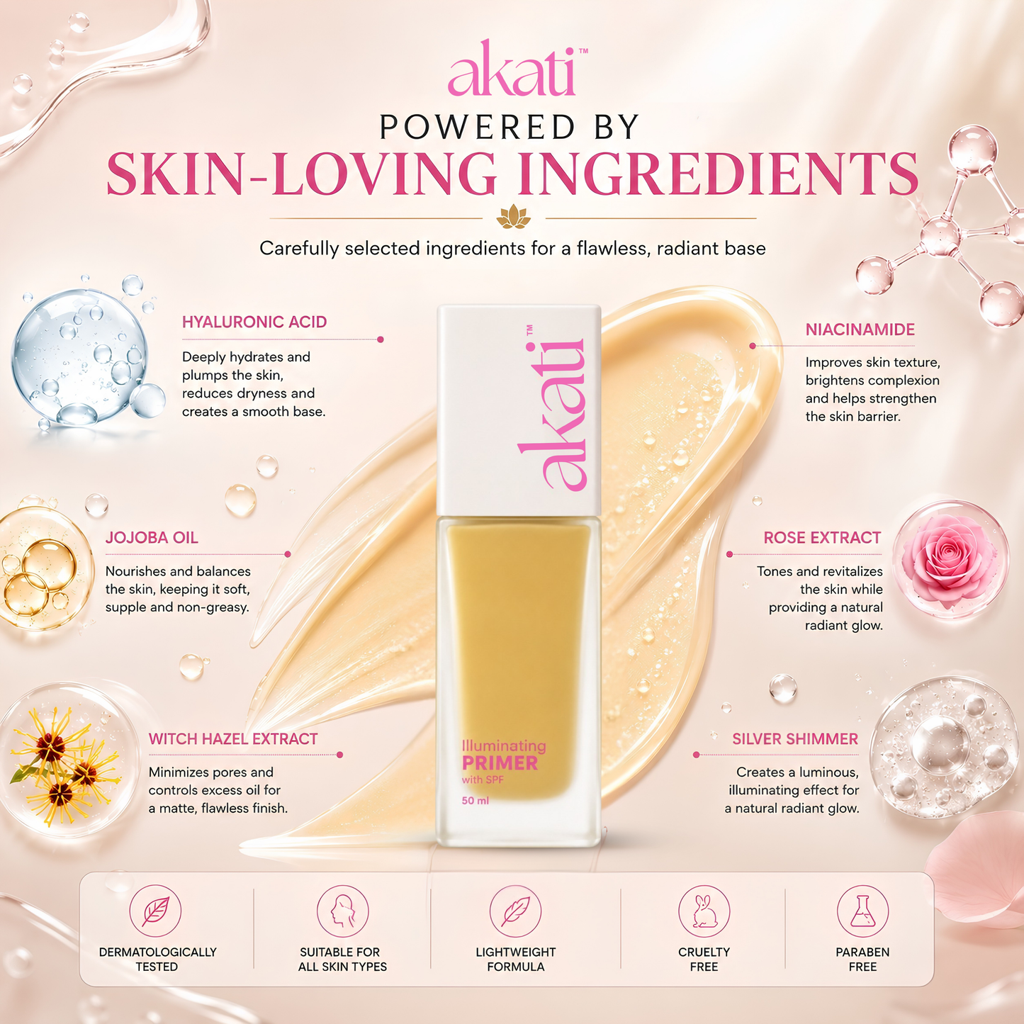 AKATI Illuminating Primer | Pore Minimizing Makeup Base | Long Lasting