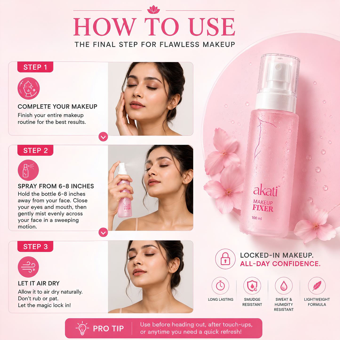 AKATI Hydrating Makeup Fixer Spray | Long Lasting Makeup Setting Spray
