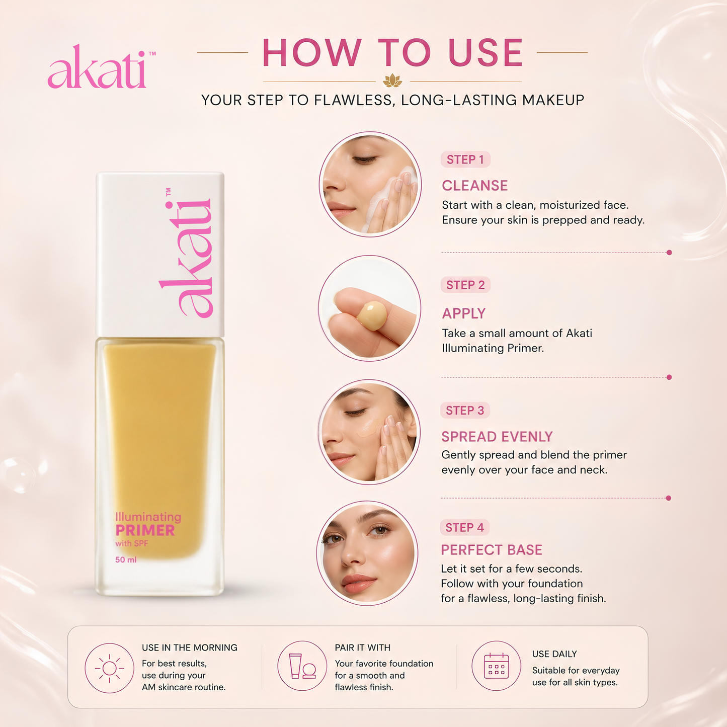 AKATI Illuminating Primer | Pore Minimizing Makeup Base | Long Lasting