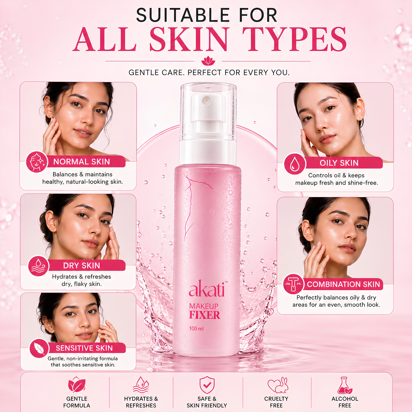 AKATI Hydrating Makeup Fixer Spray | Long Lasting Makeup Setting Spray