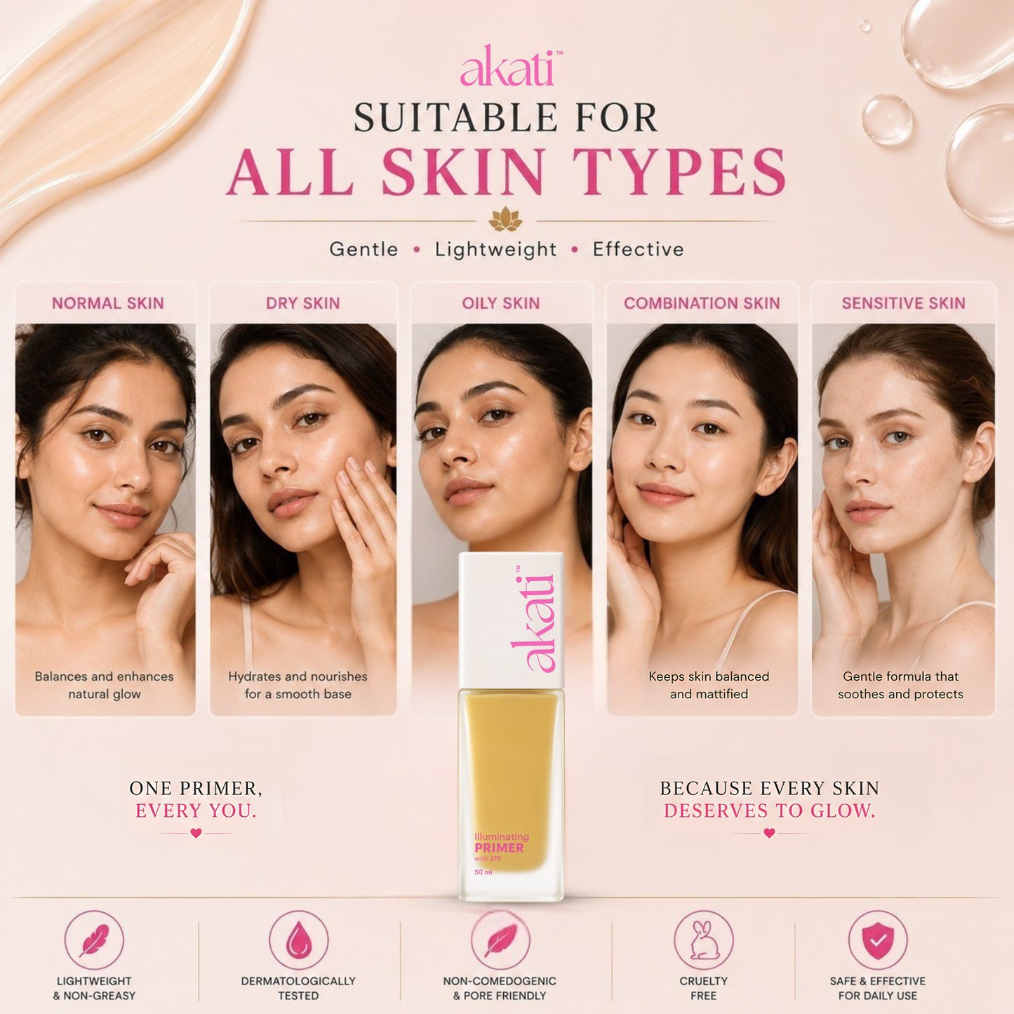 AKATI Illuminating Primer | Pore Minimizing Makeup Base | Long Lasting